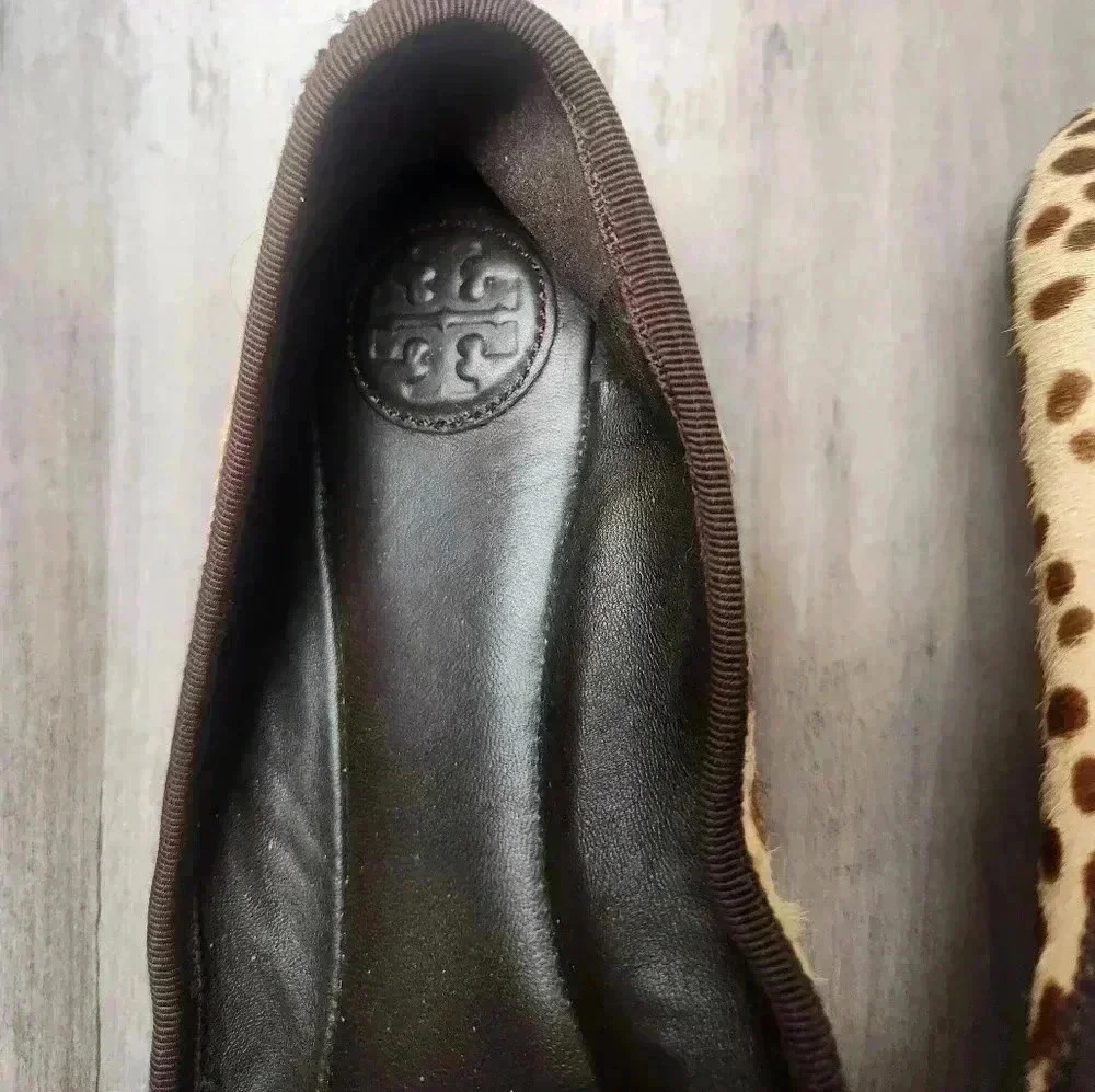 Tory Burch Cheetah Printed Balerina Pump Flats Size 7.5 M Women's